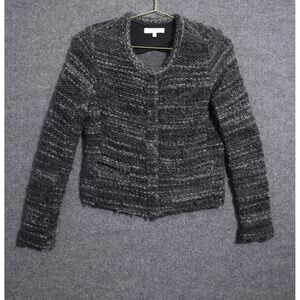 IRO Carene Jacket Women 36 Gray Thick Knit Wool Blend BOHO Short‎ Snap Front